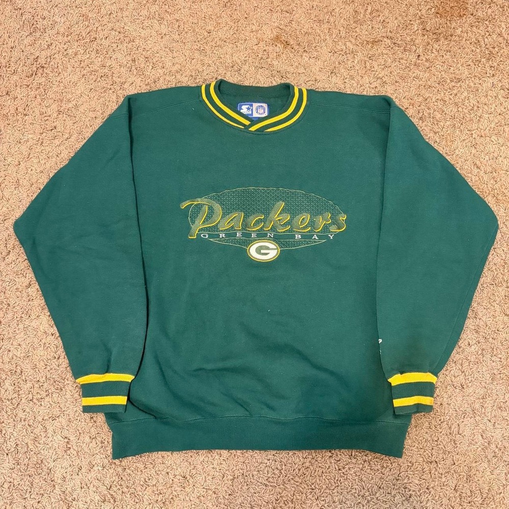 Vintage Starter Green Bay Packers Embroidered Sweatshirt Mens Large Green NFL